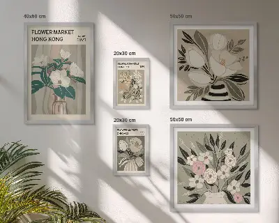 Retro vintage flower fair wall art set of 5 pieces