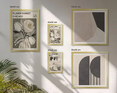 Gallery wall Stylish floral arrangements