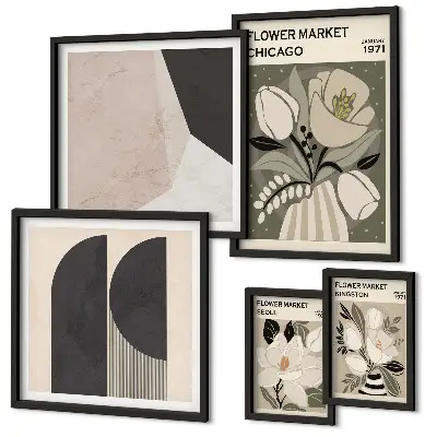 Gallery wall Stylish floral arrangements