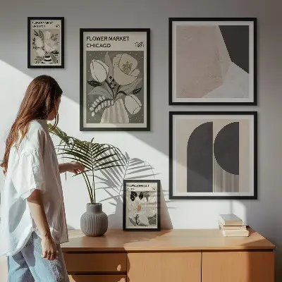 Gallery wall Stylish floral arrangements