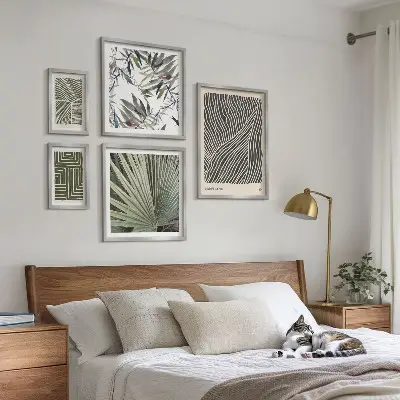 Set of 5 wall art pieces Minimalist plant patterns