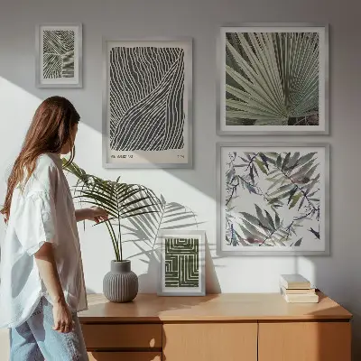 Set of 5 wall art pieces Minimalist plant patterns