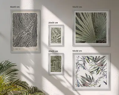 Set of 5 wall art pieces Minimalist plant patterns