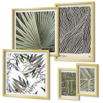 Set of 5 wall art pieces Minimalist plant patterns