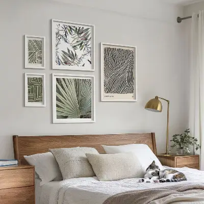 Set of 5 wall art pieces Minimalist plant patterns