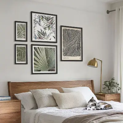 Set of 5 wall art pieces Minimalist plant patterns