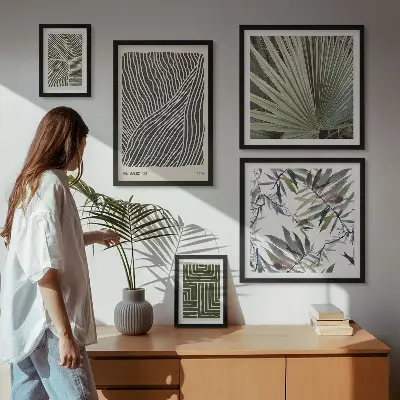 Set of 5 wall art pieces Minimalist plant patterns