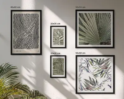 Set of 5 wall art pieces Minimalist plant patterns
