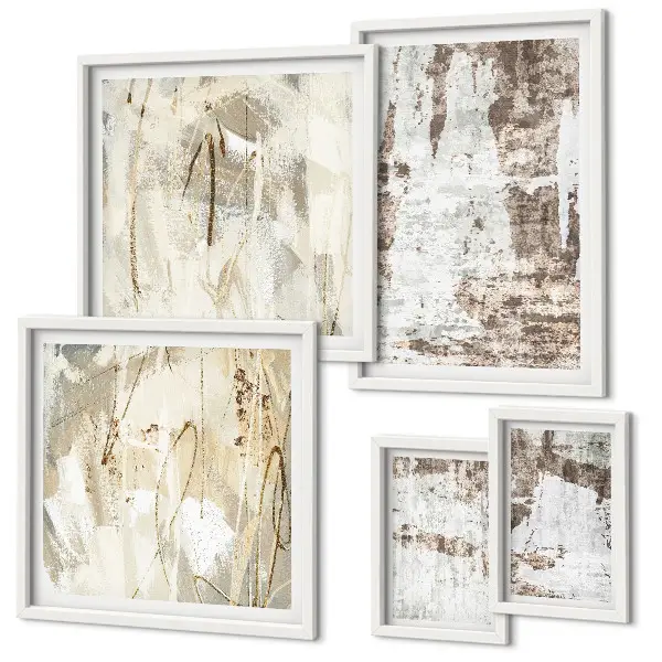Set of 5 wall art pieces Abstract neutral compositions