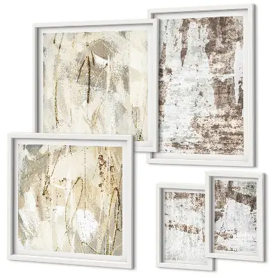 Set of 5 wall art pieces Abstract neutral compositions
