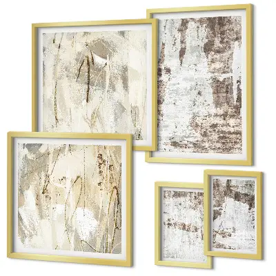 Set of 5 wall art pieces Abstract neutral compositions