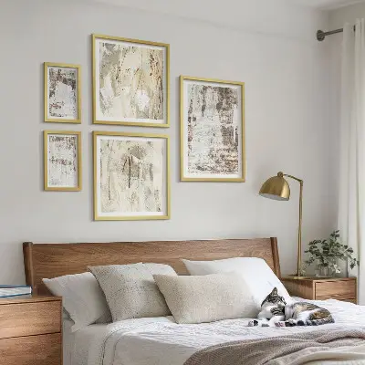 Set of 5 wall art pieces Abstract neutral compositions