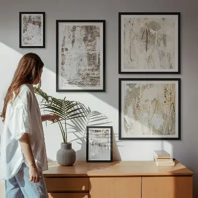Set of 5 wall art pieces Abstract neutral compositions