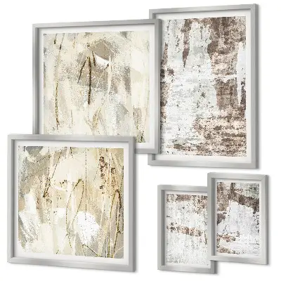 Set of 5 wall art pieces Abstract neutral compositions
