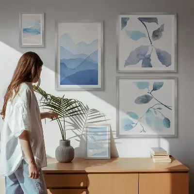 Nature blue minimalist wall art set of 5 pieces