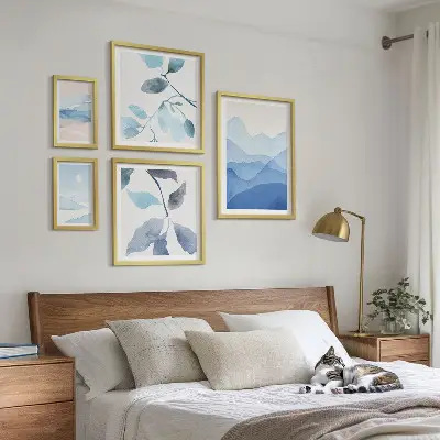 Nature blue minimalist wall art set of 5 pieces