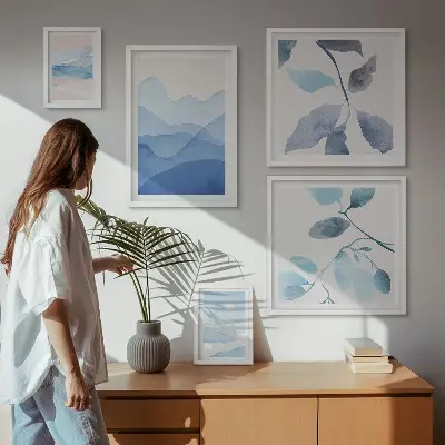 Nature blue minimalist wall art set of 5 pieces