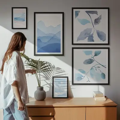 Nature blue minimalist wall art set of 5 pieces