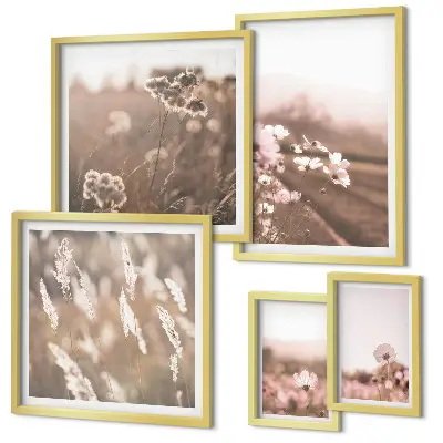 Framed photo set Floral motifs of delicate nature