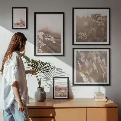 Framed photo set Floral motifs of delicate nature