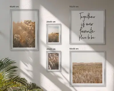 Set of 5 wall art pieces Natural landscapes flowers sayings