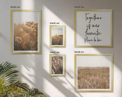 Set of 5 wall art pieces Natural landscapes flowers sayings