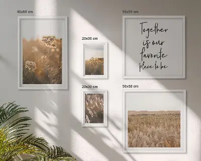 Set of 5 wall art pieces Natural landscapes flowers sayings