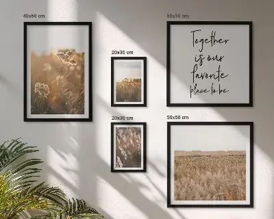 Set of 5 wall art pieces featuring natural landscapes, flowers, and sayings