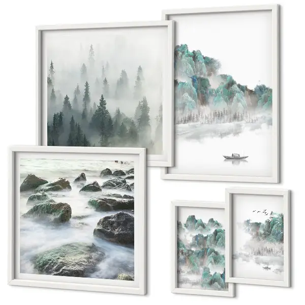 Framed photo set Peaceful landscapes with water