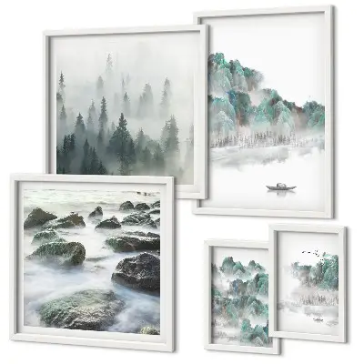 Framed photo set Peaceful landscapes with water