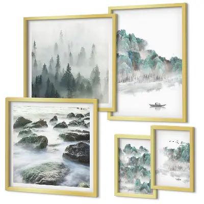 Framed photo set Peaceful landscapes with water