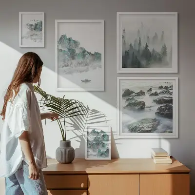 Framed photo set Peaceful landscapes with water