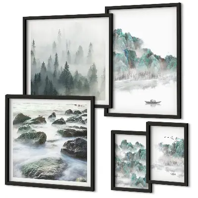 Framed photo set Peaceful landscapes with water