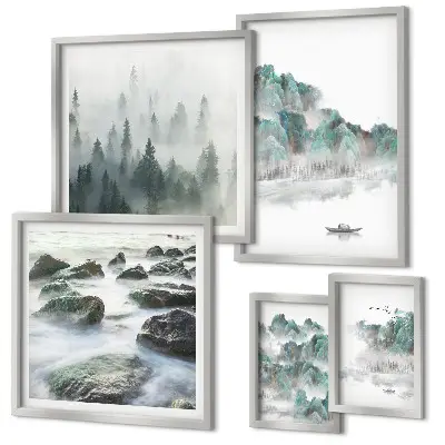 Framed photo set Peaceful landscapes with water