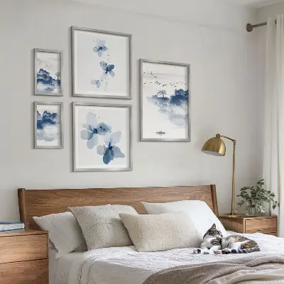 5 Piece Landscape Wall Art Set featuring flowers and peaceful water scenes