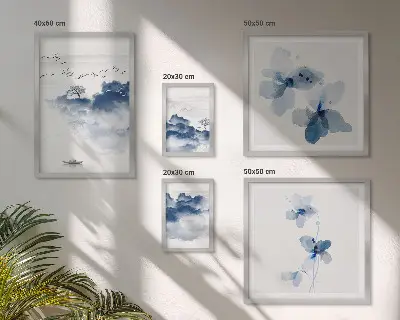 Set of 5 wall art pieces Landscapes flowers water peace