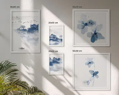 Set of 5 wall art pieces Landscapes flowers water peace