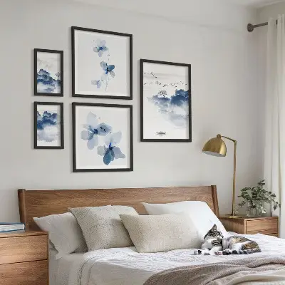 5 Piece Landscape Wall Art Set featuring flowers and peaceful water scenes