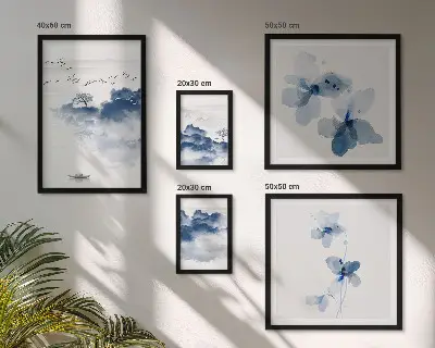 Set of 5 wall art pieces Landscapes flowers water peace