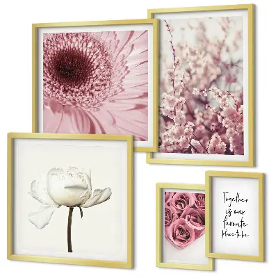 Floral romantic wall art set of 5 pieces