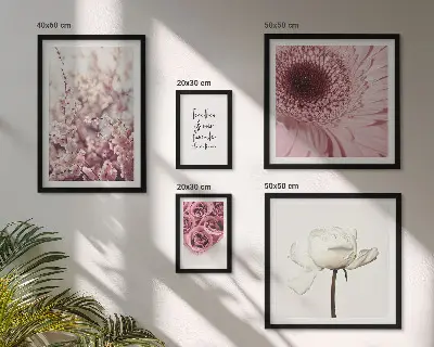 Set of 5 wall art pieces Floral romantic accents