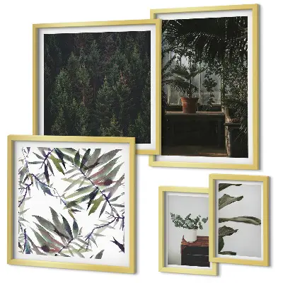 Framed photo set with green oasis plant motifs