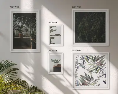 Framed photo set Green oasis plant motifs