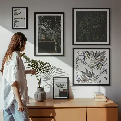 Framed photo set Green oasis plant motifs