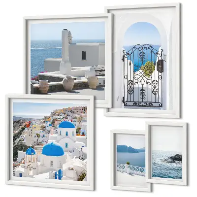 Set of 5 wall art pieces Mediterranean Greece views