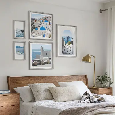 Mediterranean Greece views wall art set of 5 pieces