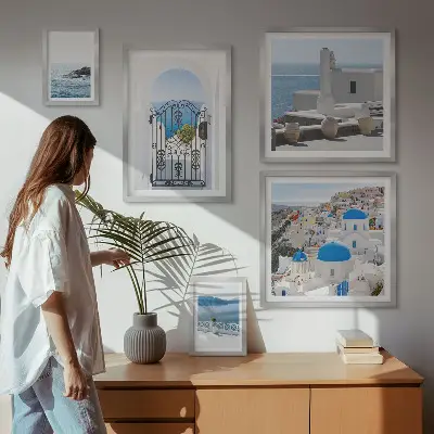 Mediterranean Greece views wall art set of 5 pieces