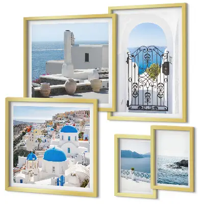 Mediterranean Greece views wall art set of 5 pieces