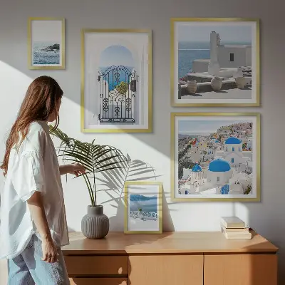 Set of 5 wall art pieces Mediterranean Greece views