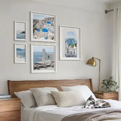 Set of 5 wall art pieces Mediterranean Greece views